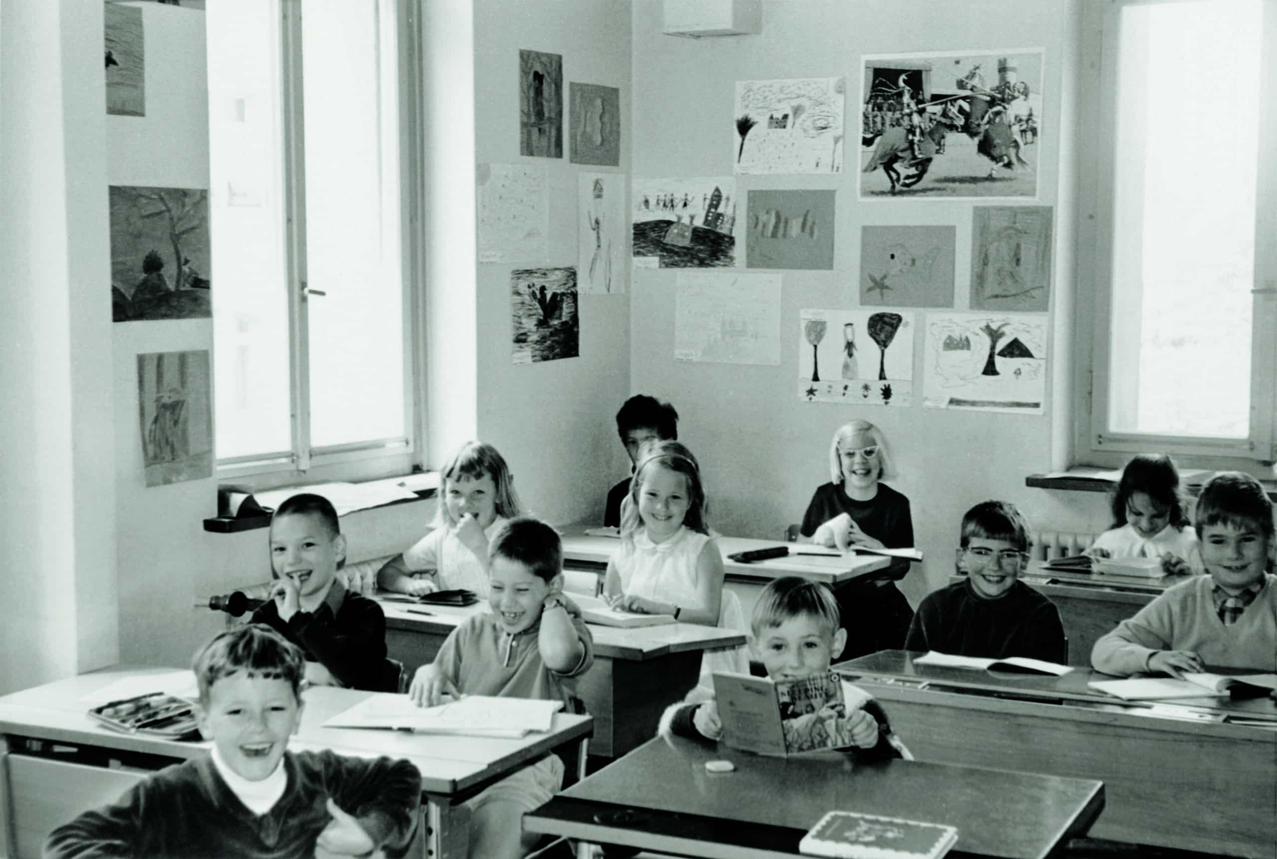 Historical photo of ISZL in the 1960s, highlighting the early years of the school.
