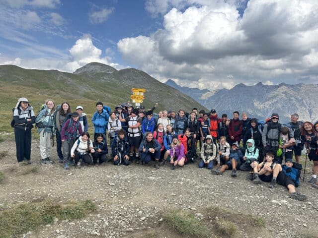 Middle School students hiking as part of their Duke of Edinburgh Award challenge.
