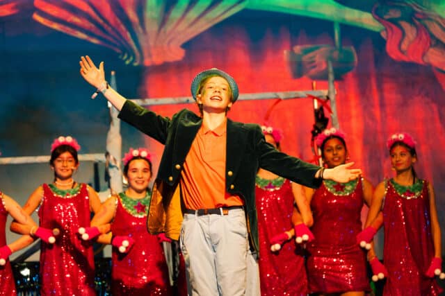 student singing