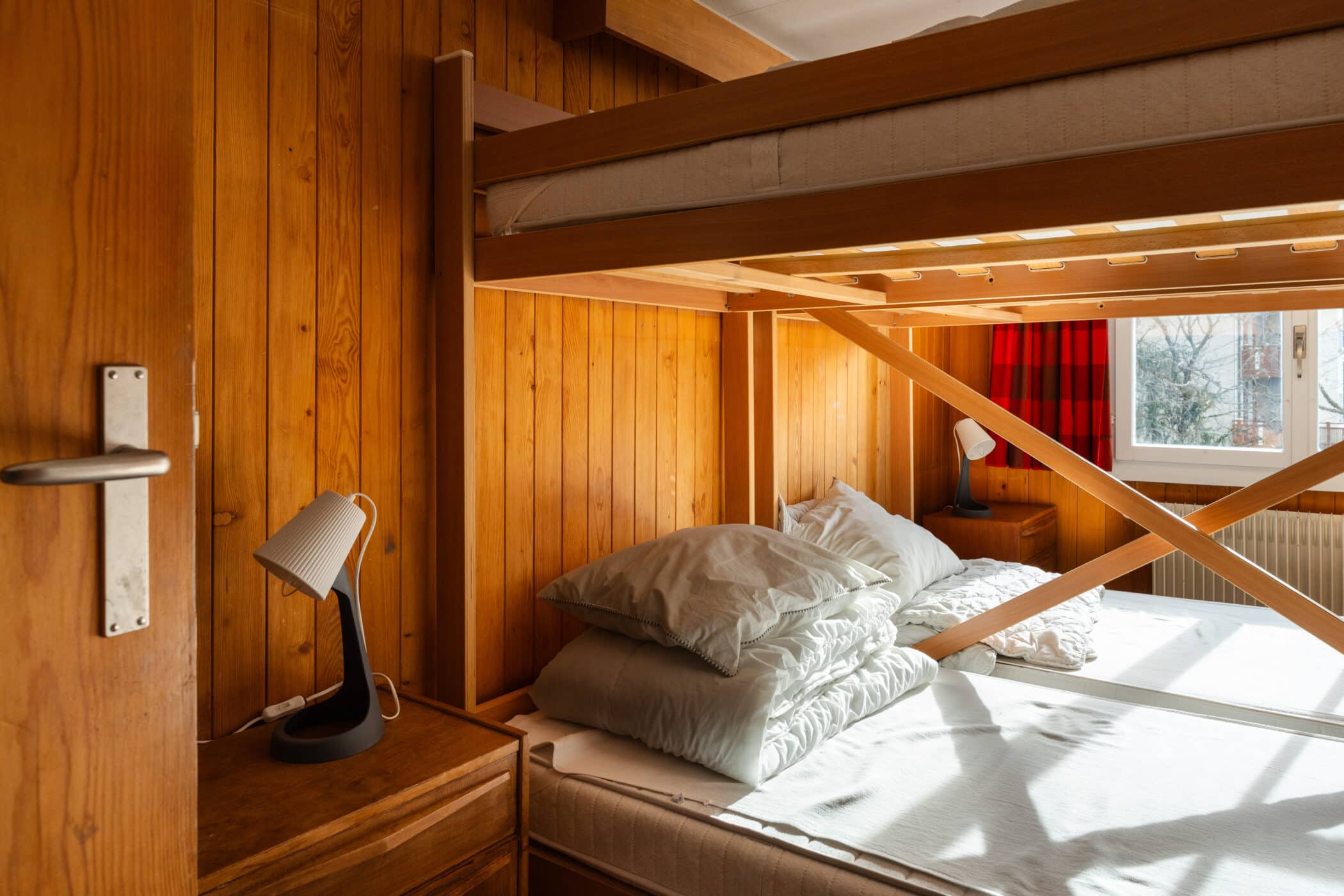 wooden chalet bedroom