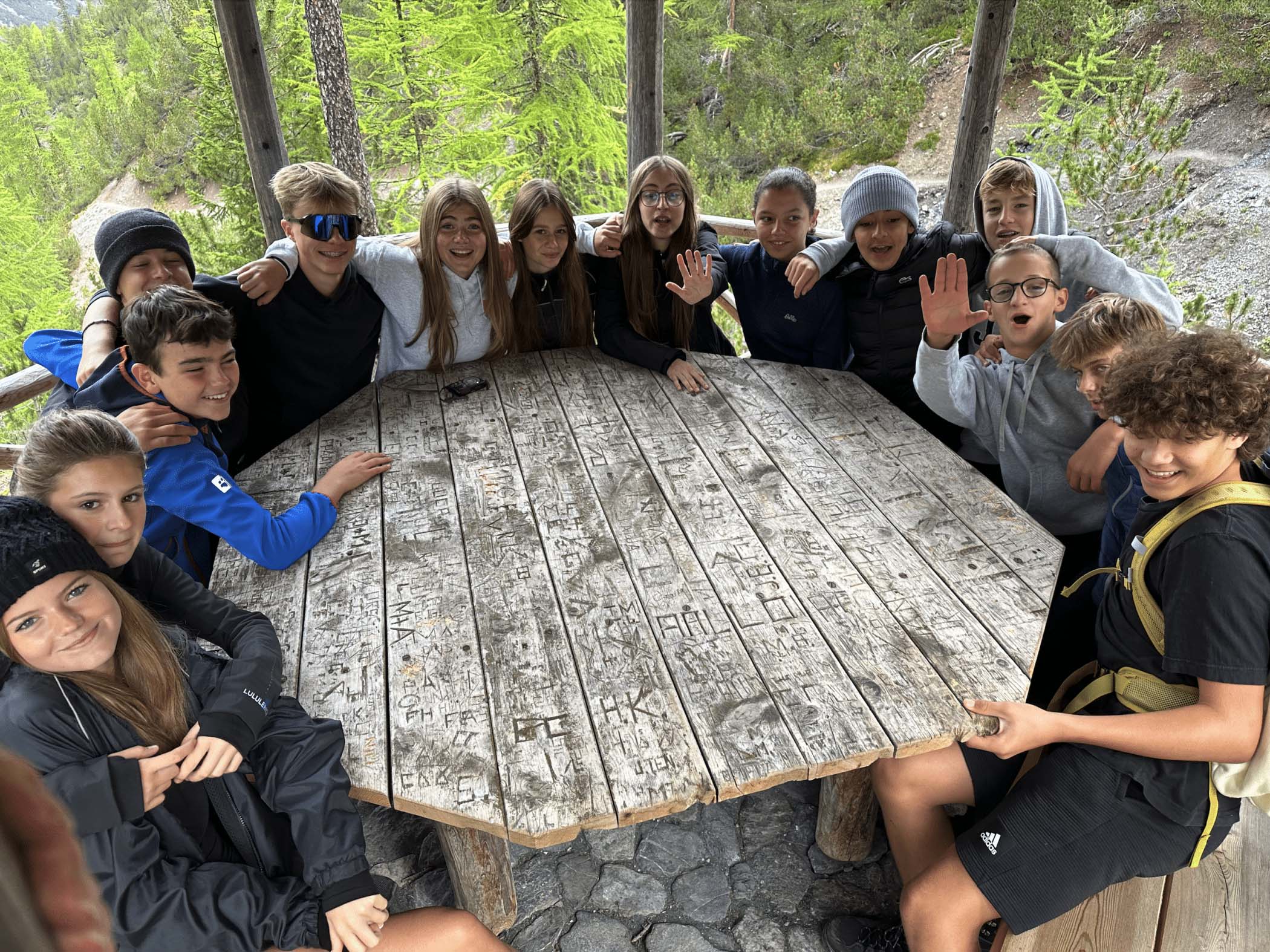 students in the forest