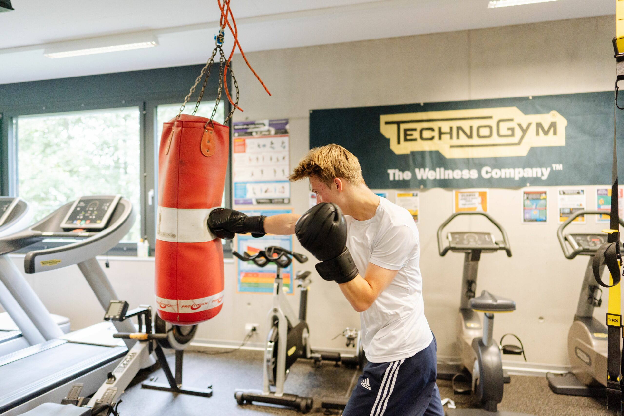 ISZL High School student training in boxing during a gym session.