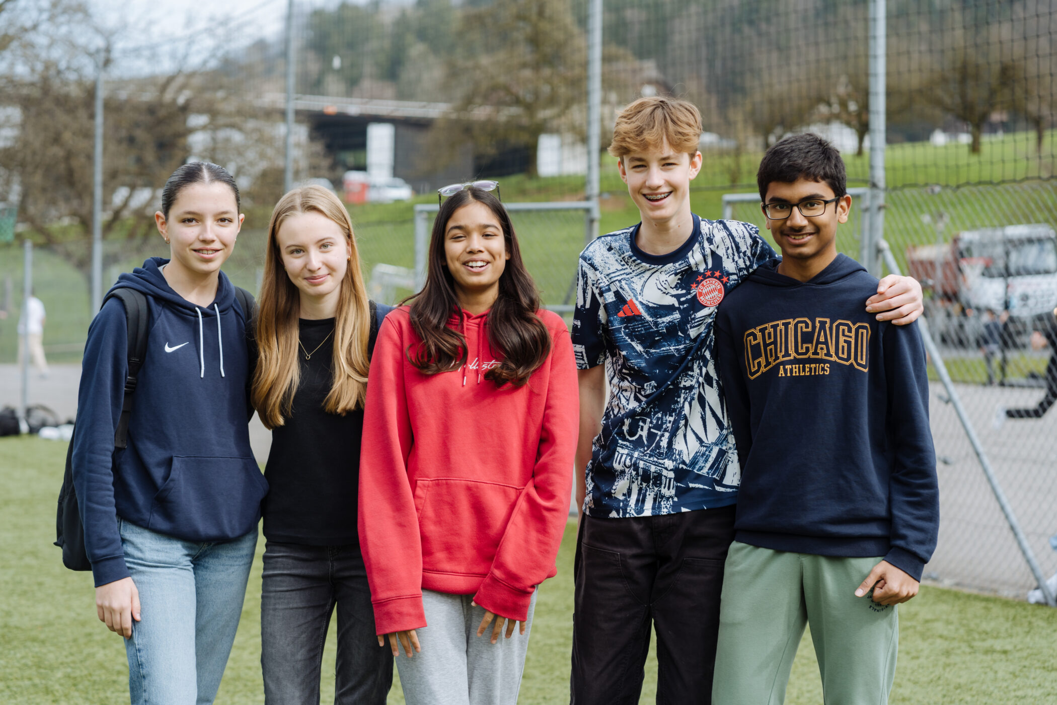 Middle School students outside on the campus