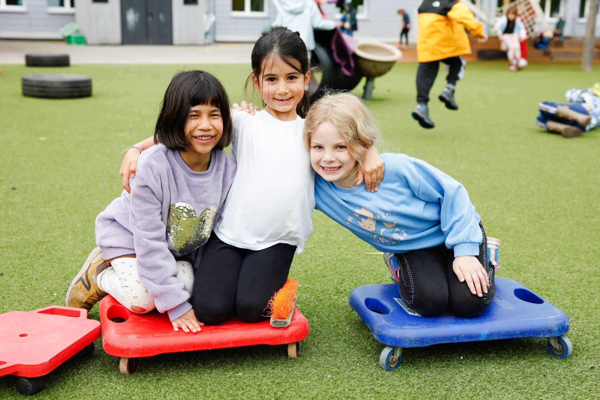 early years students in the garden after school