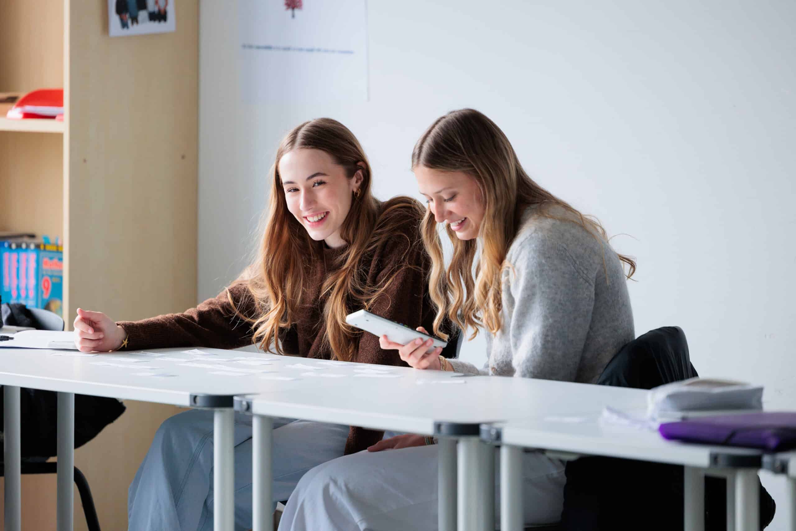female students in the high school in a classroom