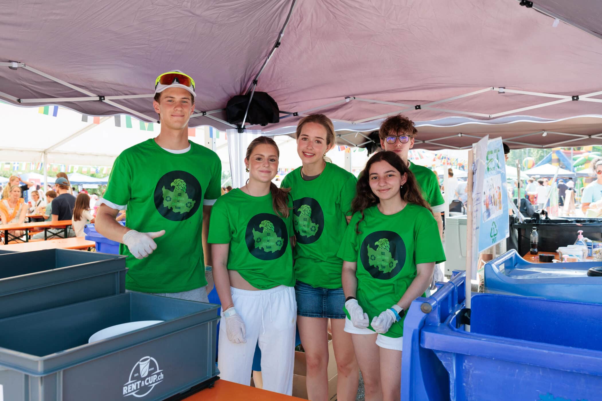Students cleaning up waste