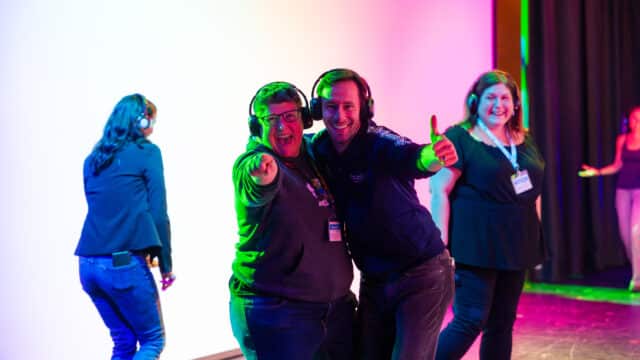 educators at SGIS annual conference silent disco