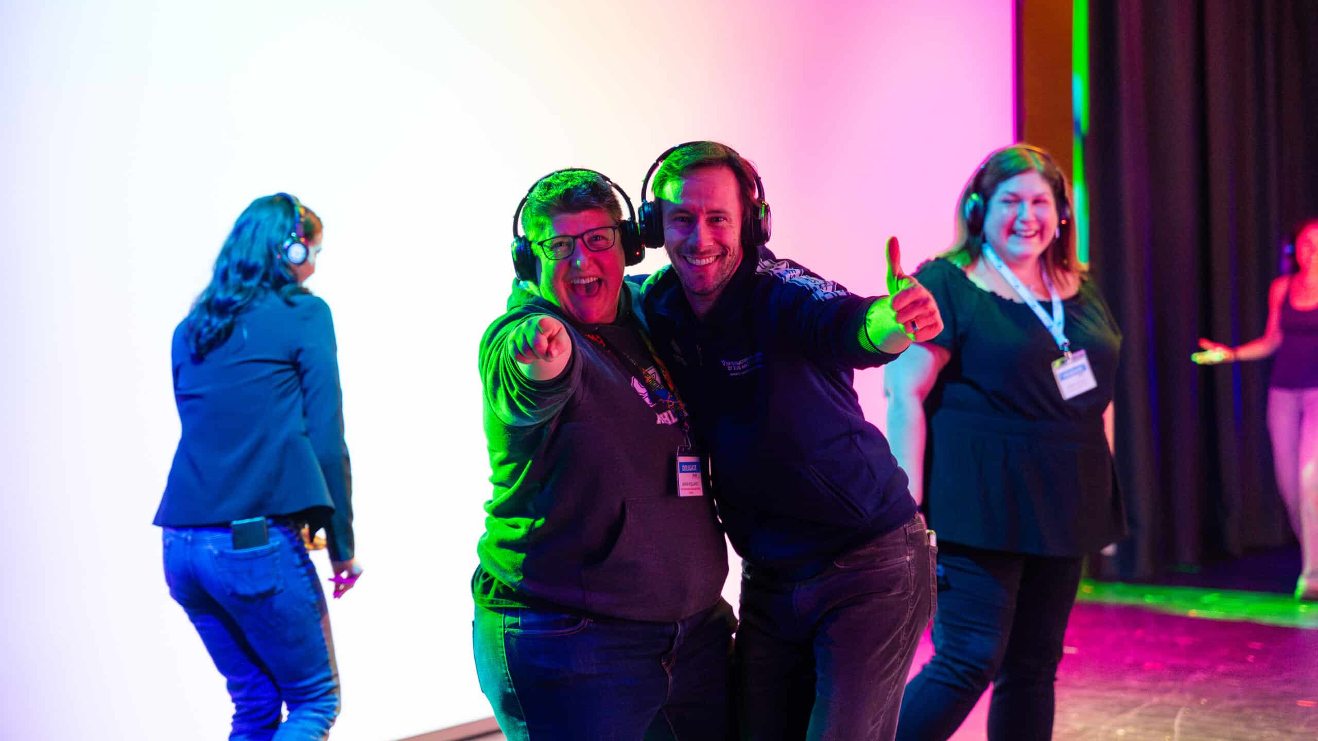 educators at SGIS annual conference silent disco